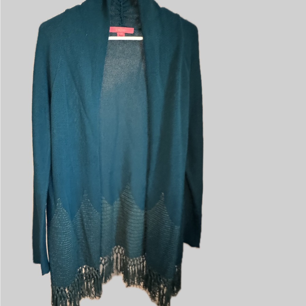 Lilly Pulitzer Teal Fringe Cardigan